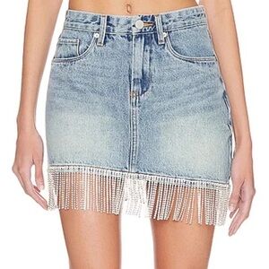 Blank NYC Blue Denim Skirt with rhinestones